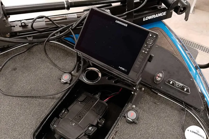 Slide: The Image of 2022 Nitro Z20 boat dashboard with Lowrance HDS display and control panel. - 23