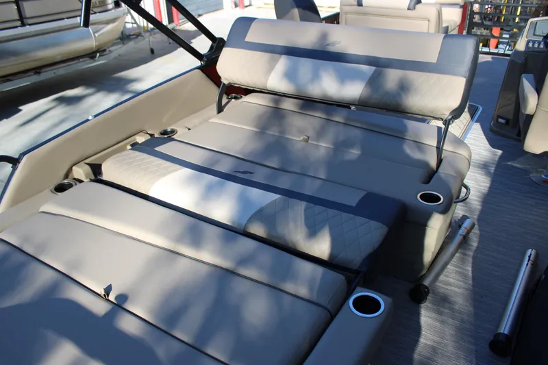 Slide: The Image of Luxurious seating on 2026 Starcraft EXS 3 DL boat with cup holders and adjustable backrests. - 15