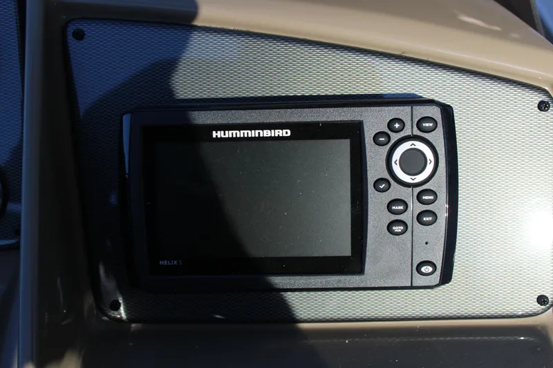 Slide: The Image of Humminbird Helix 5 fish finder on 2026 Starcraft EXS 3 DL boat dashboard. - 25