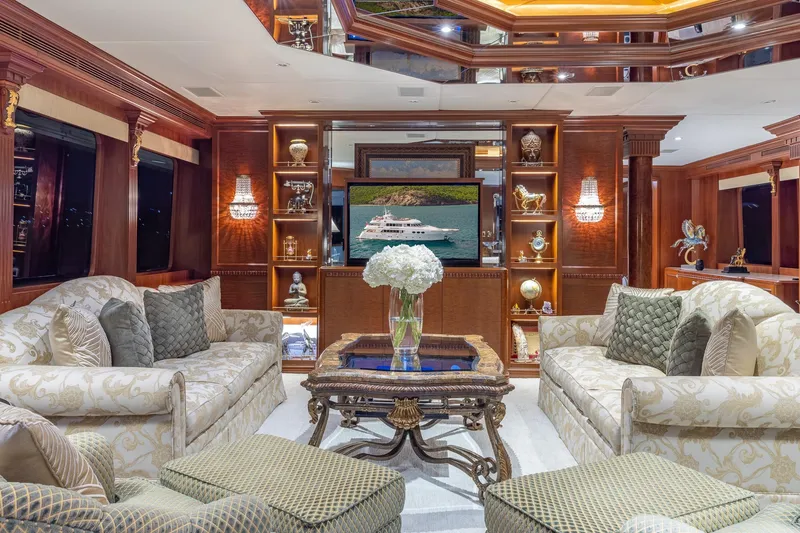 Slide: The Image of Luxurious interior of 2001 TRINITY Tri-Deck MY yacht with elegant furnishings and decor. - 2