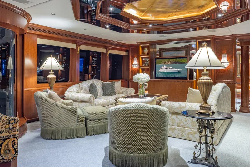 Slide: The Image of Luxurious interior of 2001 TRINITY Tri-Deck MY yacht with elegant furnishings and decor. - 3