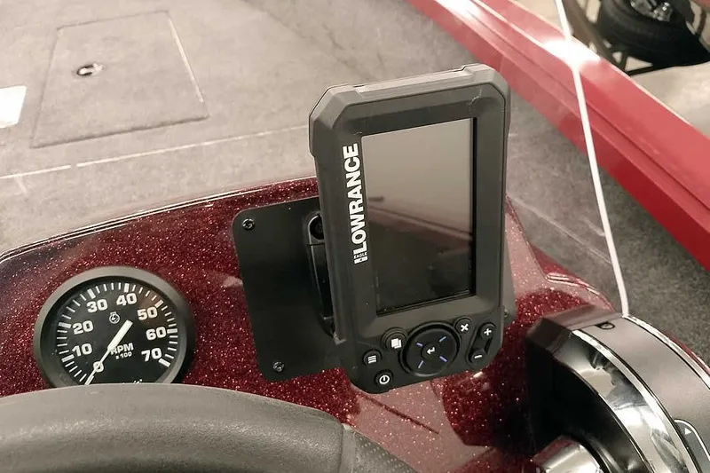 Slide: The Image of Dashboard of 2026 Ranger Aluminum VS1665 SC with Lowrance device and RPM gauge. - 23