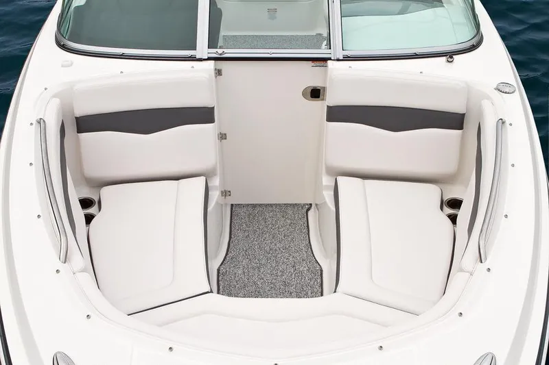 Slide: The Image of Manufacturer Provided Image: 2015 Chaparral 246 SSi boat interior with white seating and grey accents. - 10