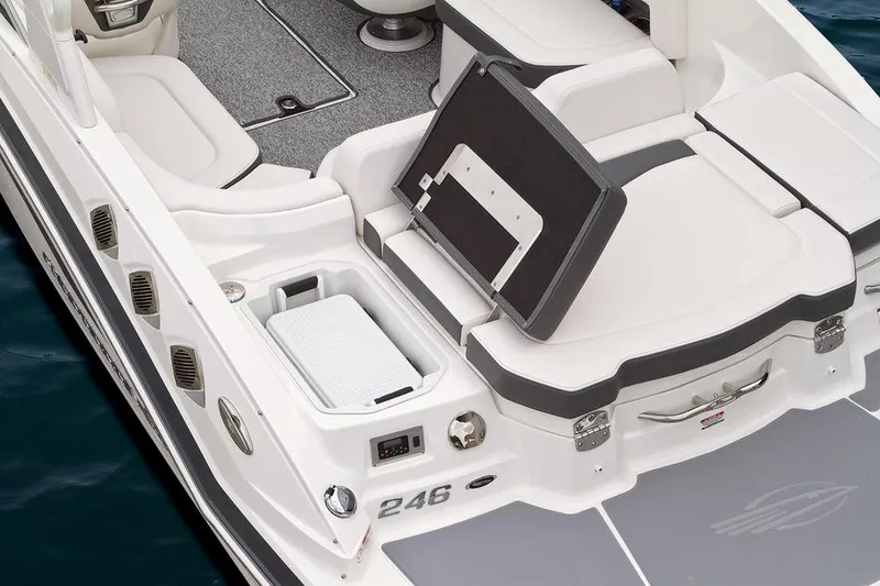Slide: The Image of Manufacturer Provided Image: 2015 Chaparral 246 SSi boat interior with seating and storage compartments. - 16