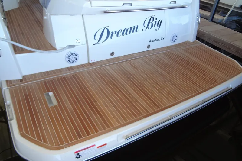 Slide: The Image of Sunbathing lounge on 2023 Prestige 420S yacht, featuring adjustable gray cushions. - 10