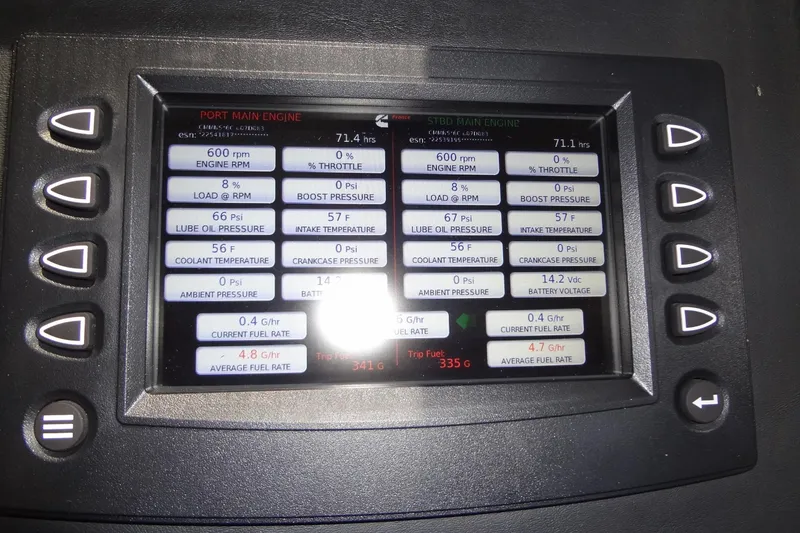 Slide: The Image of Control panel of 2023 Prestige 420S yacht with navigation and audio systems. - 46