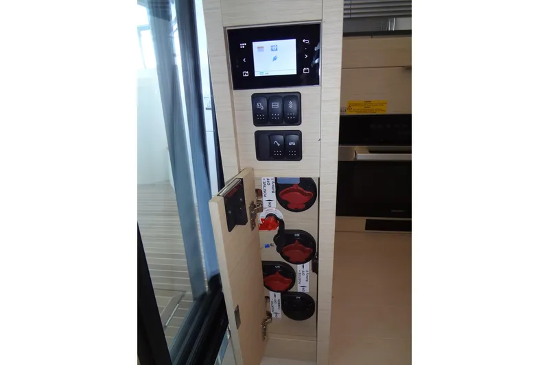 Slide: The Image of Dashboard of 2023 Prestige 420S with digital gauges and control buttons. - 48