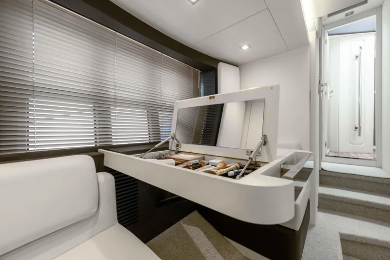 Slide: The Image of Luxurious interior of 2015 Azimut 55S yacht with vanity and modern design. - 13