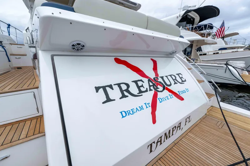 Slide: The Image of Azimut 55S 2015 yacht with "Treasure" name, docked in Tampa, FL. - 2
