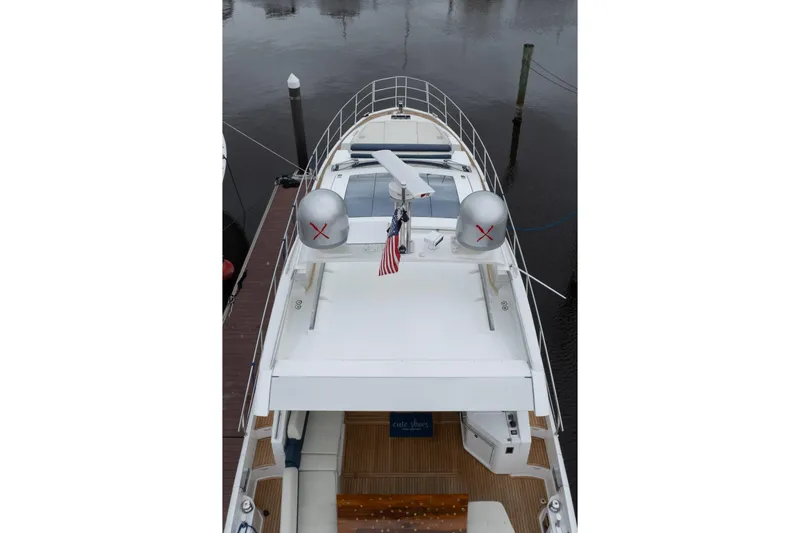 Slide: The Image of Overhead view of 2015 Azimut 55S yacht docked at marina. - 65