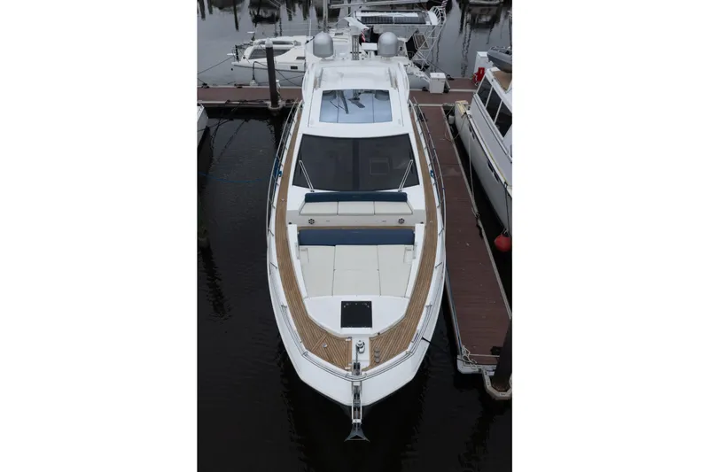 Slide: The Image of 2015 Azimut 55S yacht docked at marina, top view. - 69