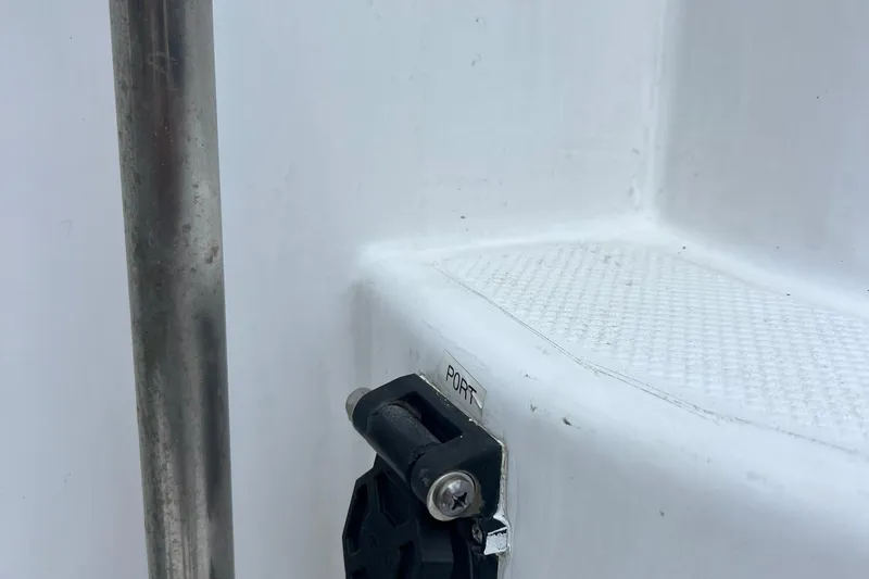 Slide: The Image of Close-up of a 1998 Hyatt 51 Aft Cabin Motor Yacht's deck detail. - 11