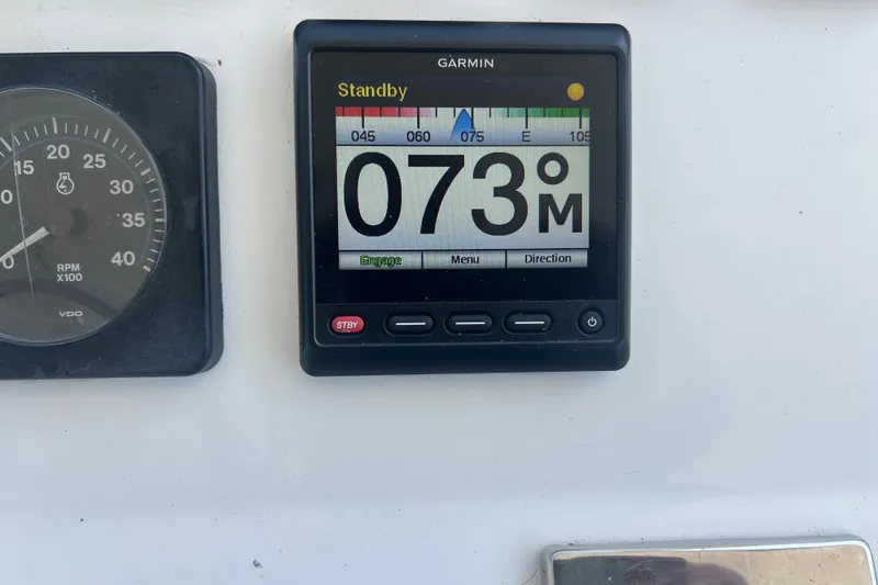 Slide: The Image of Garmin navigation display on 1998 Hyatt 51 Aft Cabin Motor Yacht dashboard. - 48