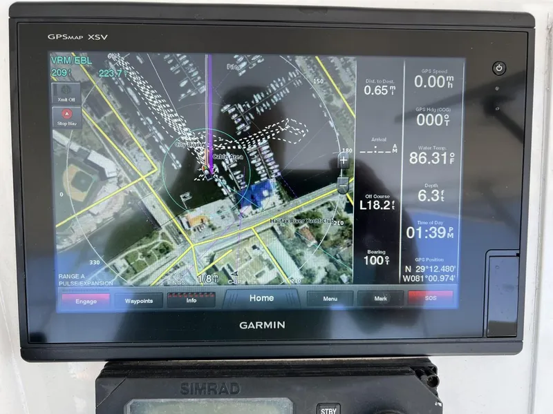 Slide: The Image of Garmin GPS map on a 1991 Viking Convertible boat. - 30