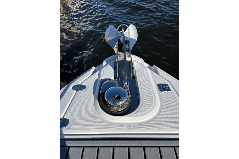 Slide: The Image of Bow of 2019 Monterey 298SS Super Sport boat with anchor and water view. - 21