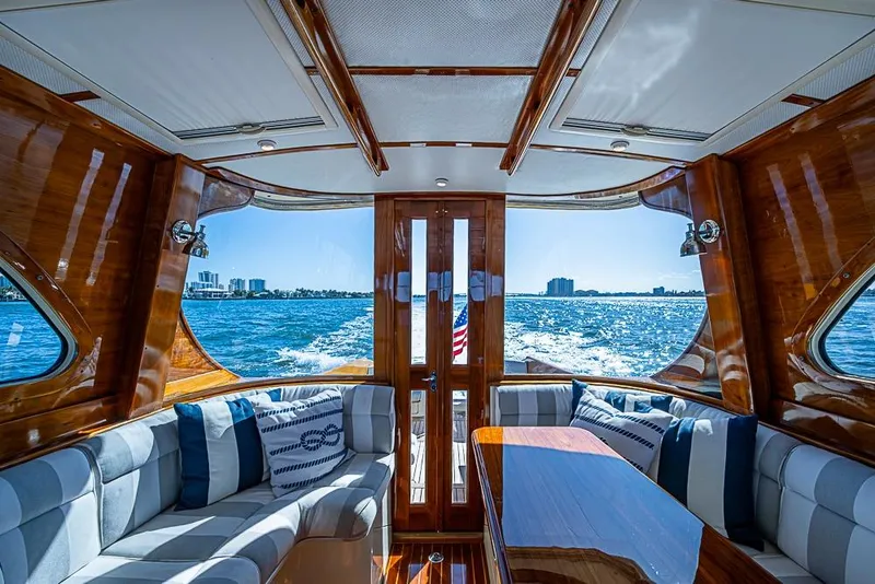Slide: The Image of Luxurious interior of 2008 Hinckley Talaria 44 MY yacht with ocean view. - 8