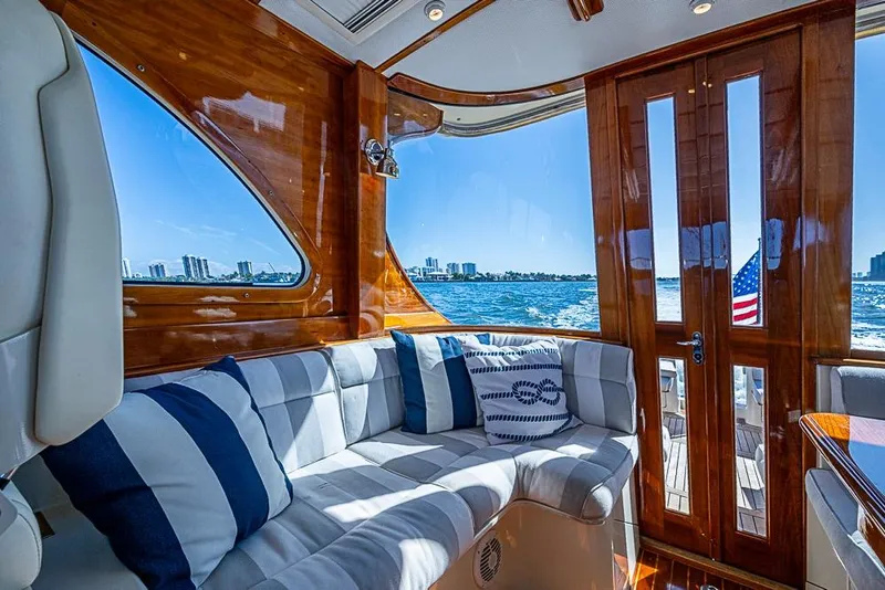Slide: The Image of Luxurious interior of 2008 Hinckley Talaria 44 MY yacht with ocean view. - 9