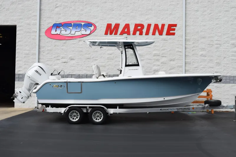 The Image of 2026 Sea Hunt Ultra 245 SE boat on trailer at GSPS Marine dealership. - 1