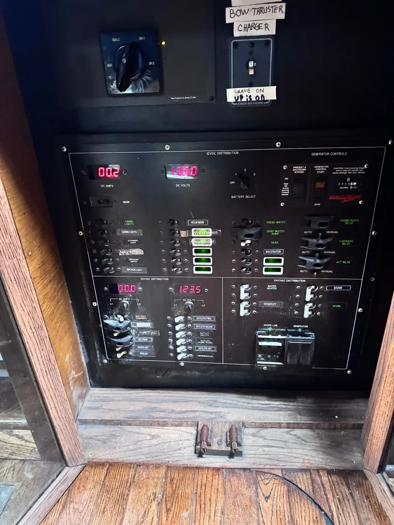 Slide: The Image of Control panel of a 1999 Bruce Roberts 64 Custom Steel Cruiser. - 20