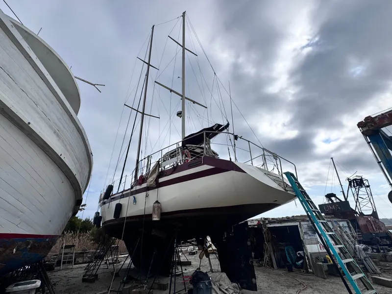 Slide: The Image of 1999 Bruce Roberts 64 Custom Steel Cruiser in dry dock. - 5