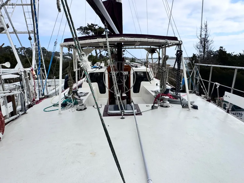 Slide: The Image of Bruce Roberts 64 Custom Steel Cruiser, 1999 model, deck view. - 7