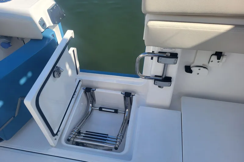 Slide: The Image of 2026 Solace 37 Pilot boat with open hatch and retractable ladder. - 24