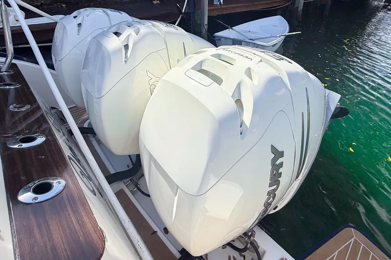 Slide: The Image of Aerial view of 2021 Hinckley Sport Boats 40x on turquoise water. - 5