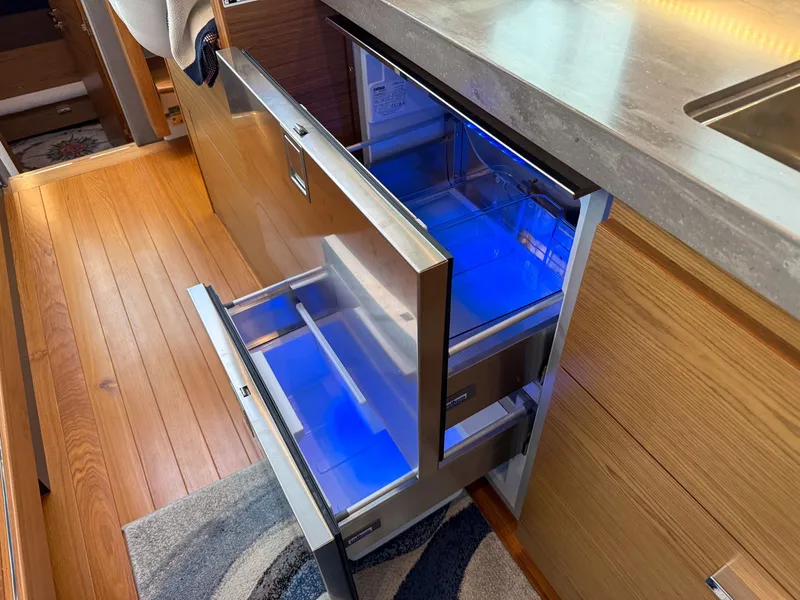 Slide: The Image of Interior of 2023 Tiara Yachts C39 Coupe with modern cockpit. - 47