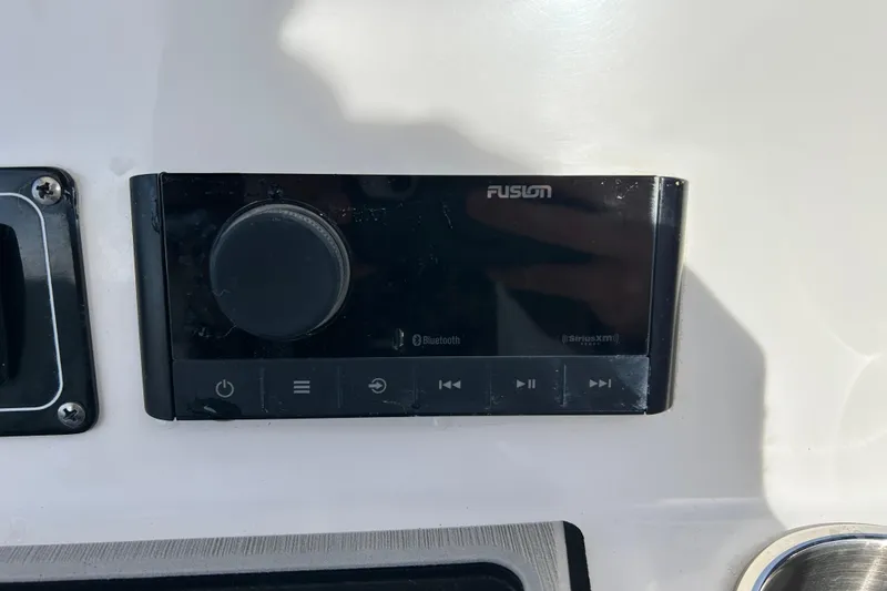 Slide: The Image of Fusion audio system on 2022 Sea Fox 228 Commander boat dashboard. - 29