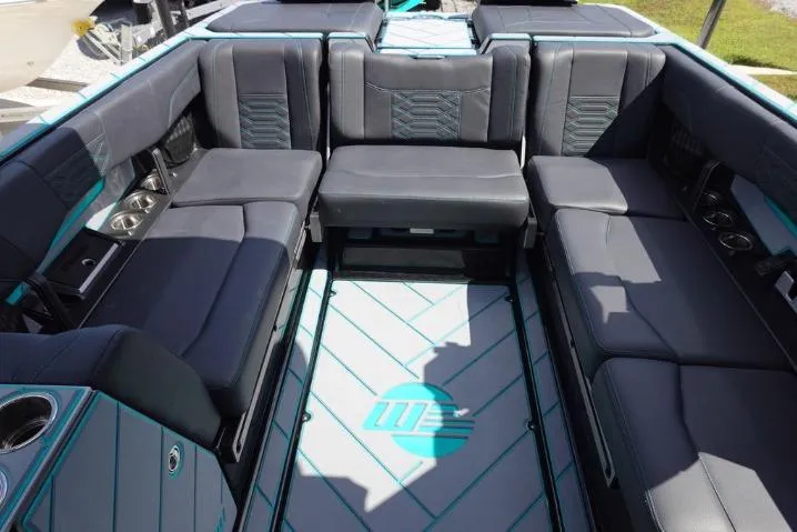 Slide: The Image of 2022 Malibu Wakesetter 25 LSV interior with luxurious seating and stylish design. - 11
