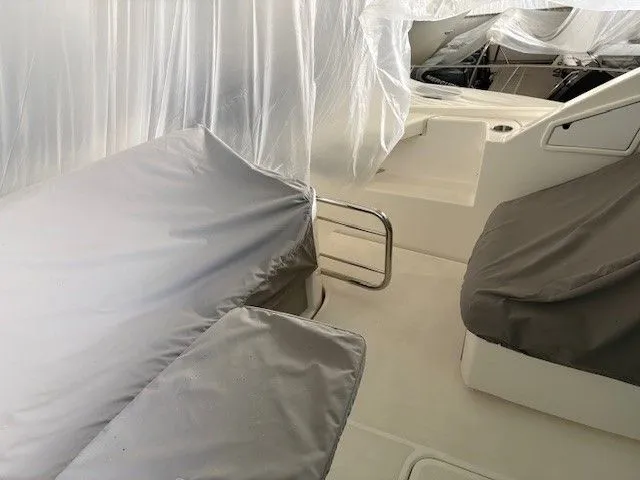 Slide: The Image of Interior of a 2020 Tiara Yachts C49 Coupe with covers. - 4