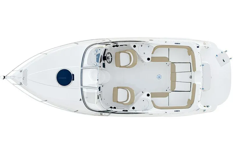 Slide: The Image of Manufacturer Provided Image: Top view of a 2019 Stingray 250 CR boat with beige seating. - 8