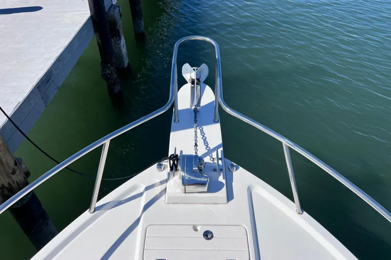 Slide: The Image of Bow view of 2023 Parker 2820 XLD Sport Cabin boat at dock. - 50