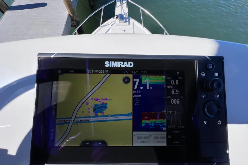 Slide: The Image of Simrad navigation display on 2023 Parker 2820 XLD Sport Cabin boat. - 57