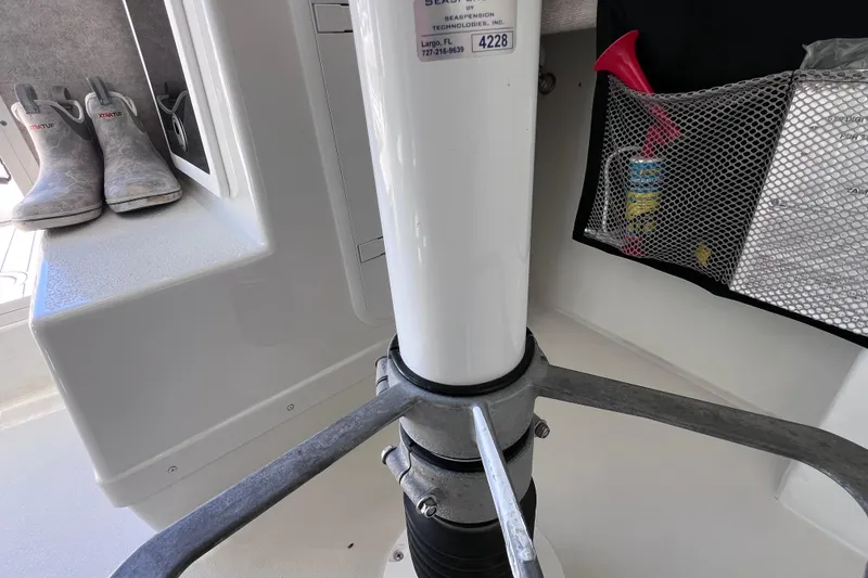 Slide: The Image of Interior of 2023 Parker 2820 XLD Sport Cabin with boots and storage net. - 67