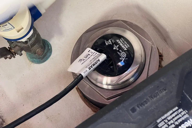 Slide: The Image of 2023 Parker 2820 XLD Sport Cabin boat component with wiring and transducer. - 94