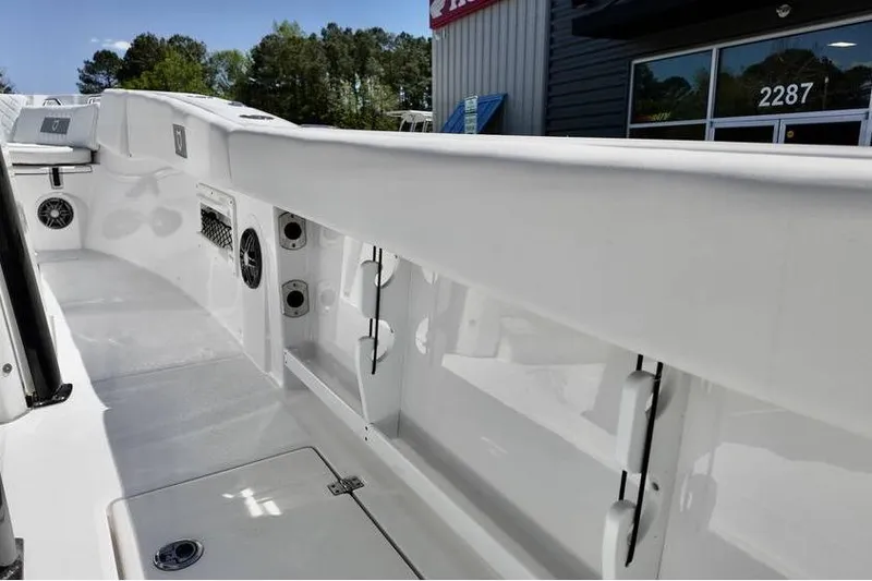 Slide: The Image of 2026 Sea Fox 268 Commander boat interior with sleek white design and modern features. - 10