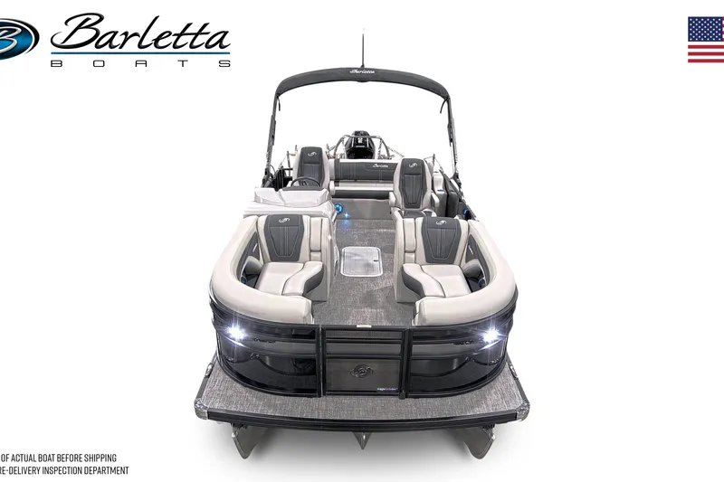 Slide: The Image of 2026 Barletta Corsa 23UC pontoon boat with luxurious seating and sleek design. - 4