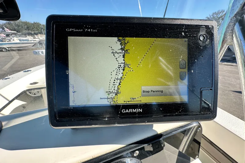 Slide: The Image of Garmin GPSMAP 741xs on 2014 Young Boats 20 Bay Boat displaying navigation map. - 21