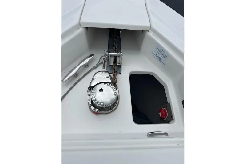 Slide: The Image of 2019 Regal 33 OBX boat anchor system with chain and cleat. - 44