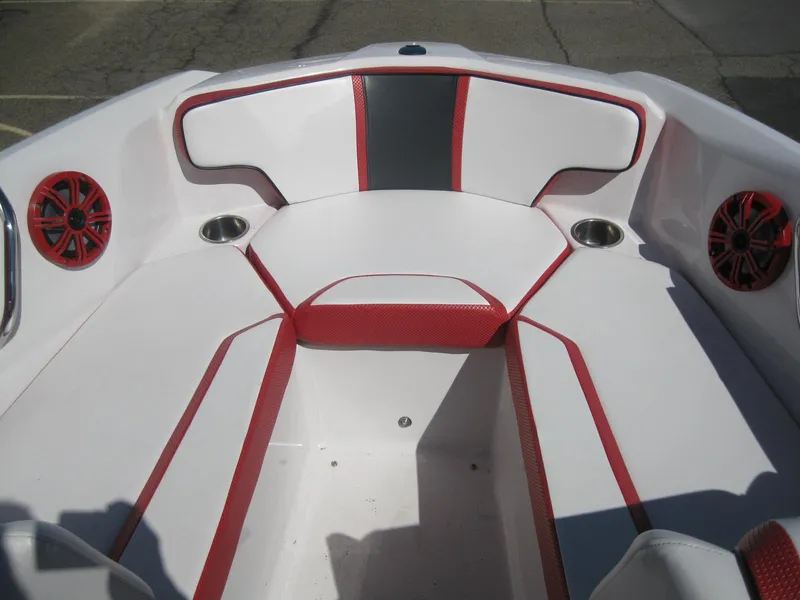 Slide: The Image of 2016 Scarab 195 HO Impulse boat interior with red and white seating. - 3