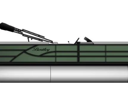 The Image of 2026 Bentley Pontoons 243 Navigator Tri-toon, side view, green and silver design. - 0