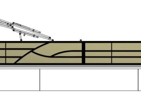 Slide: The Image of Top view of 2026 Bentley Pontoons 243 Navigator Tri-toon layout with seating and helm. - 1