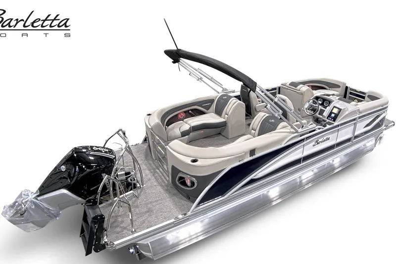 Slide: The Image of 2026 Barletta CORSA 23QCSS pontoon boat with sleek design and modern features. - 3