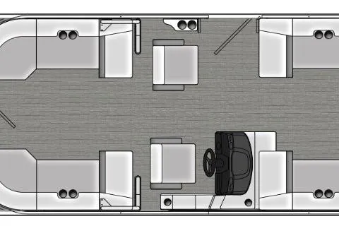 Slide: The Image of 2026 Bentley Pontoons 223 Navigator Tri-toon floor plan with seating and helm layout. - 2