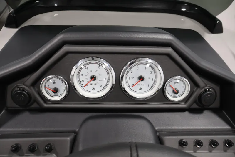 Slide: The Image of Dashboard of 2026 Bentley Pontoons 223 Navigator Tri-toon with gauges and controls. - 21