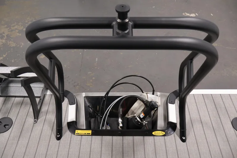 Slide: The Image of 2026 Bentley Pontoons 223 Navigator Tri-toon ladder and storage compartment detail. - 38