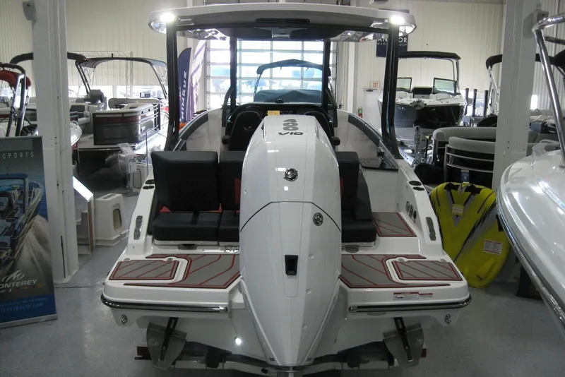 Slide: The Image of 2025 Monterey Elite 27 OB boat logo with nautical flags on white background. - 5