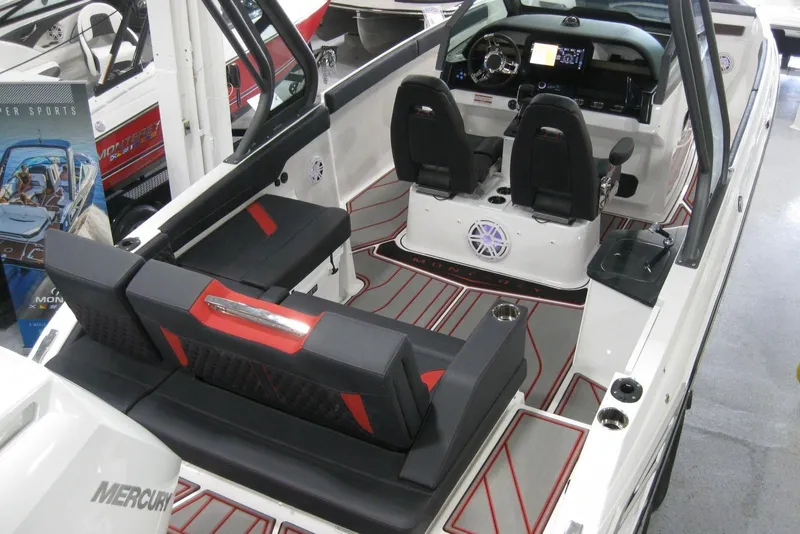 Slide: The Image of 2025 Monterey Elite 27 OB boat with powerful 400 V10 Mercury outboard engine. - 7