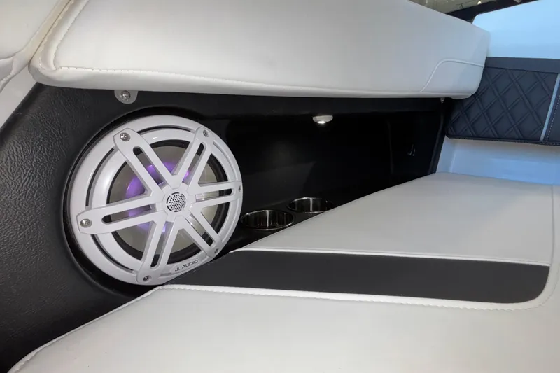 Slide: The Image of Luxury interior of 2026 Monterey Elite 30 OB boat with JL Audio speaker. - 70
